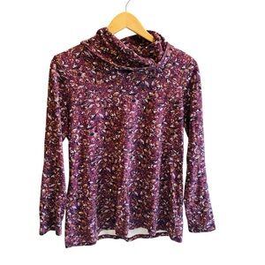 LL BEAN 100% Subpima Cotton Floral Turtlrneck Cottagecore